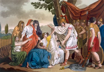 Coriolanus und seine Mutter Volumnia, Illustration aus 